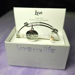LoveThisLife Silver Tone Adjustable Charm Bracelet Love you to the Moon and Back